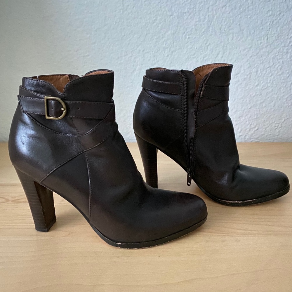 Corso Como Brown Leather Ankle Boots 4" Heel 6M